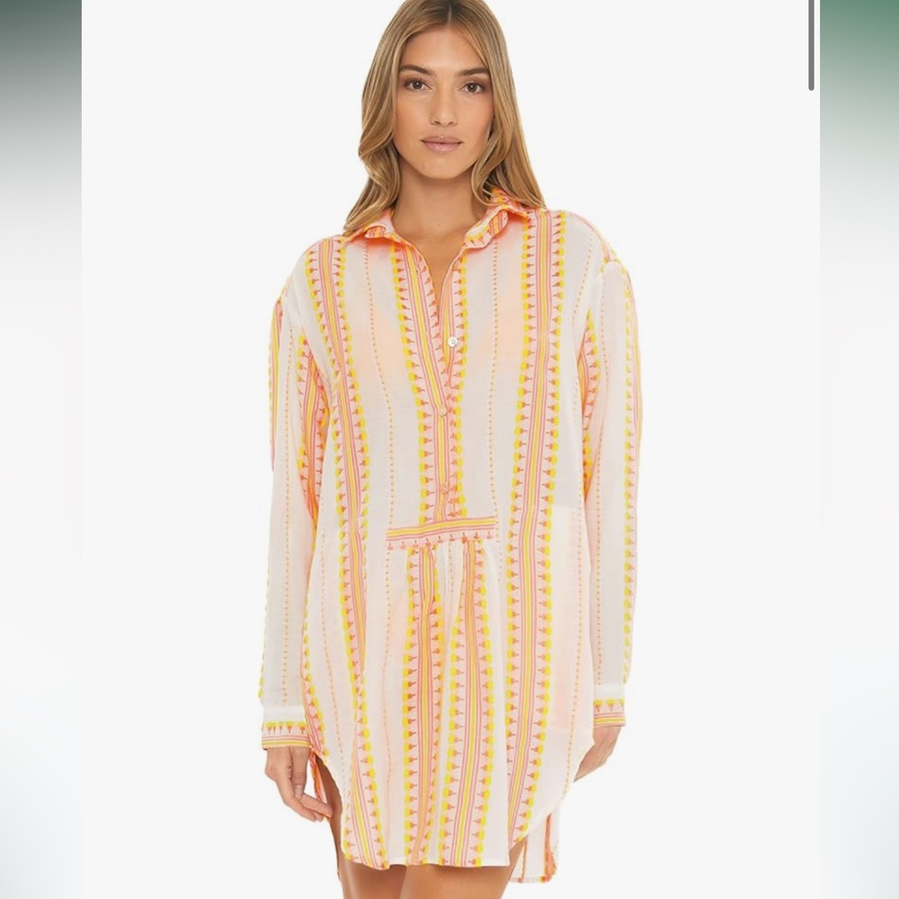 Trina Turk Women's Standard Montauk Shirt Dress-Beach Cover Up SZ LARGE